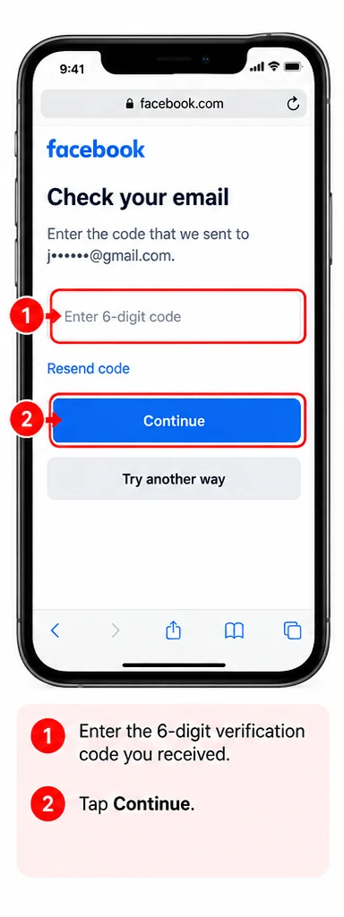 Illustrative Facebook interface for mobile, step 3; actual interface may differ