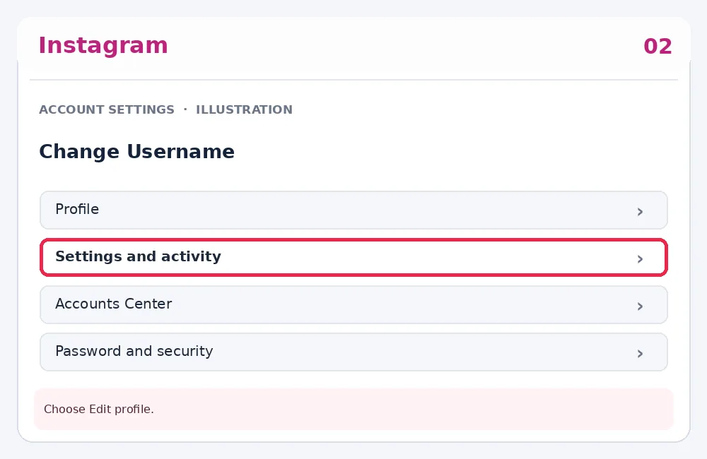 Illustrative Instagram interface for desktop, step 2; actual interface may differ