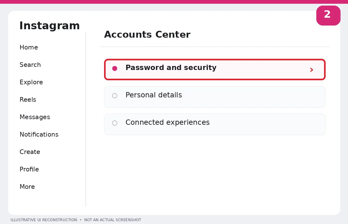 Illustrative Instagram interface for desktop, step 2; actual interface may differ