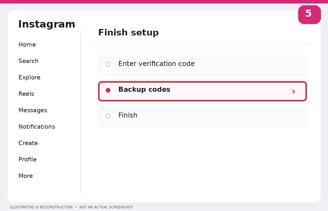 Illustrative Instagram interface for desktop, step 5; actual interface may differ