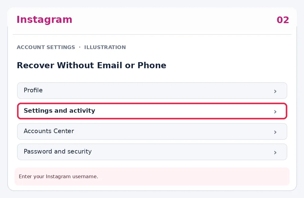 Illustrative Instagram interface for desktop, step 2; actual interface may differ