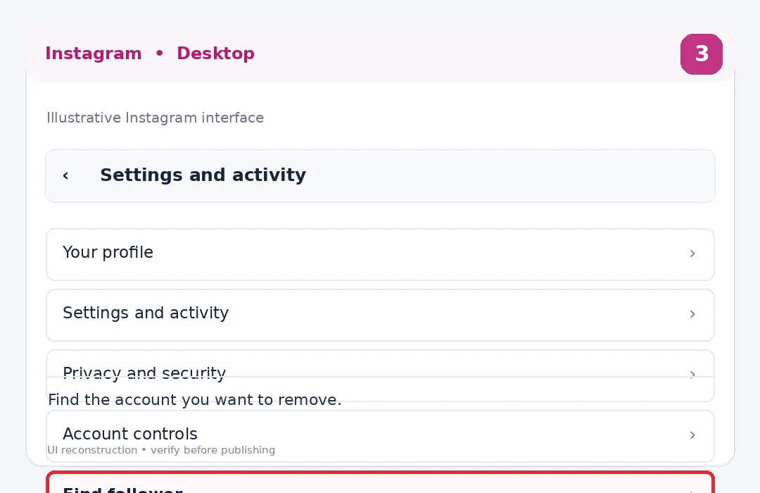 Illustrative Instagram interface for desktop, step 3; actual interface may differ
