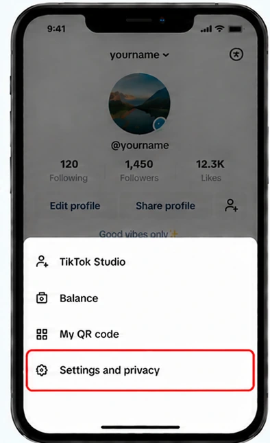 Illustrative TikTok interface for mobile, step 2; actual interface may differ