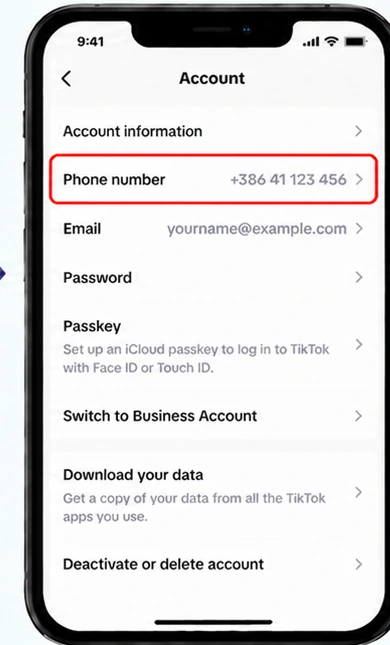 Illustrative TikTok interface for mobile, step 4; actual interface may differ