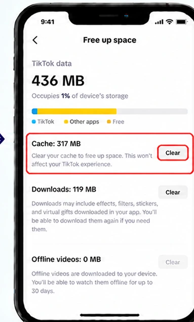 Illustrative TikTok interface for mobile, step 4; actual interface may differ