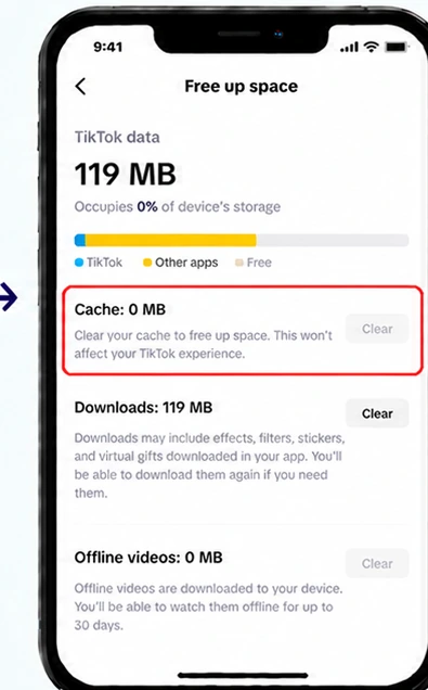 Illustrative TikTok interface for mobile, step 5; actual interface may differ