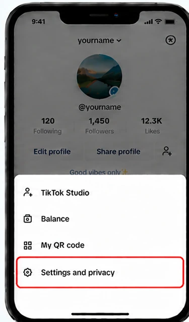 Illustrative TikTok interface for mobile, step 2; actual interface may differ