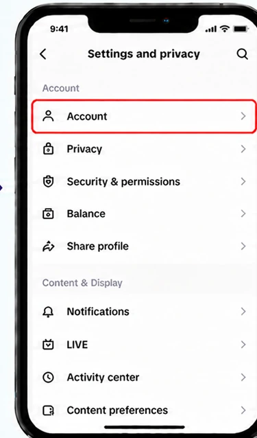 Illustrative TikTok interface for mobile, step 3; actual interface may differ