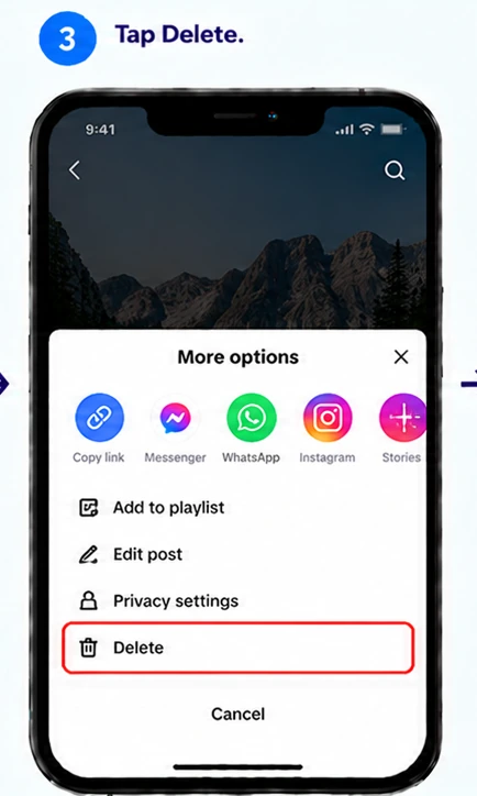 Illustrative TikTok interface for mobile, step 3; actual interface may differ