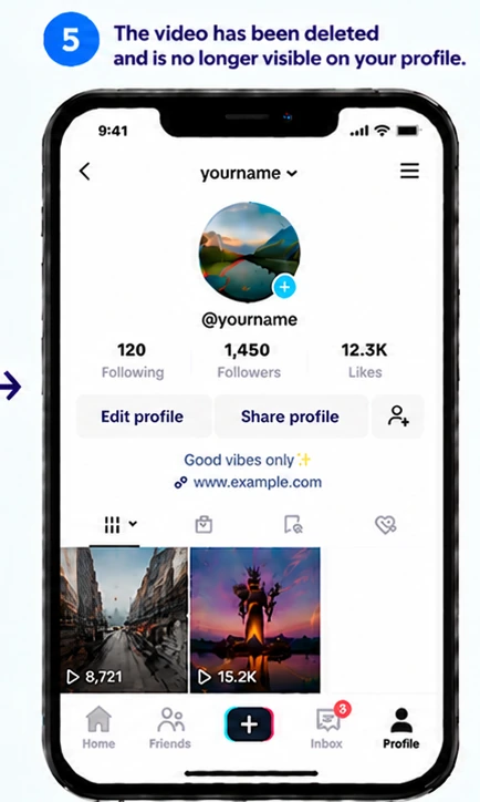 Illustrative TikTok interface for mobile, step 5; actual interface may differ