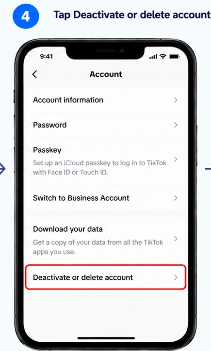 Illustrative TikTok interface for mobile, step 4; actual interface may differ