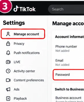 Illustrative TikTok interface for desktop, step 3; actual interface may differ